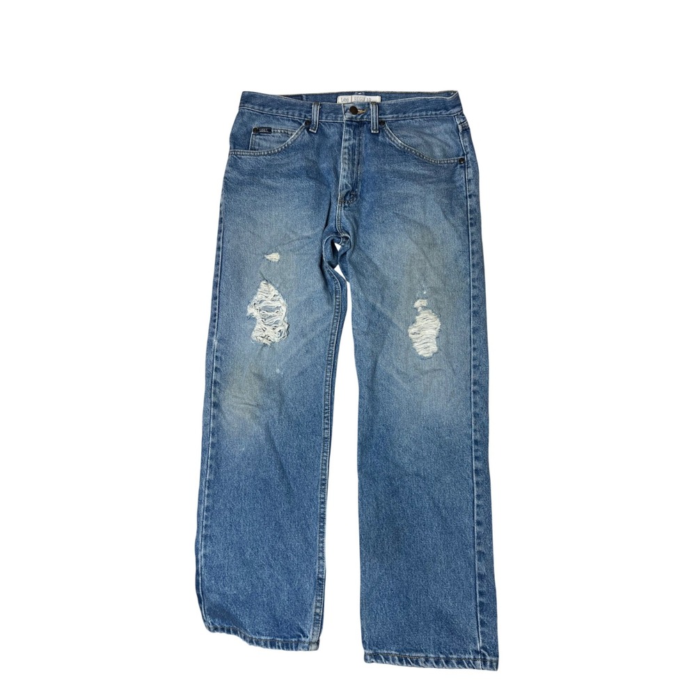 Lee Regular Fit Distressed Straight Leg Jeans 33x30 Medium Wash 2008944